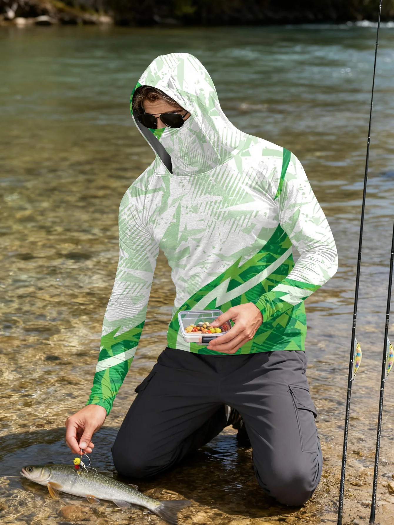 Mens Fishing Shirt Hooded UPF  - đánh giá và giá Rash Guard