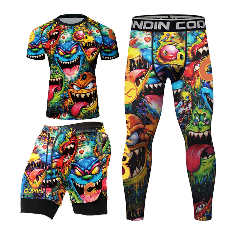3D Colorful Monster Graffiti M - đánh giá và giá Rash Guard