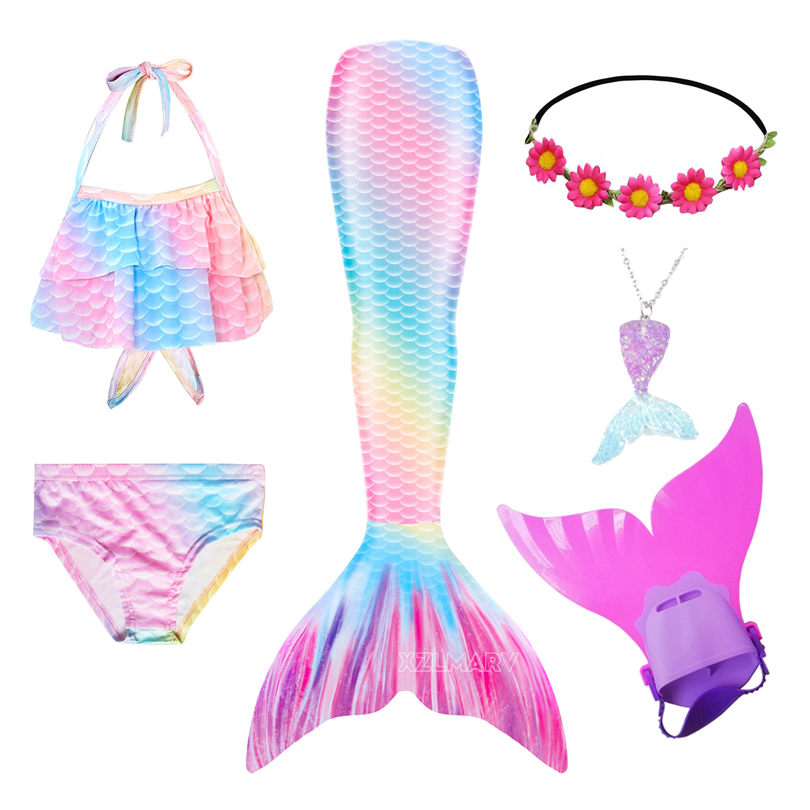 6Pcs/set Ariel Girls Swimming  - đánh giá và giá Flippers Swimming