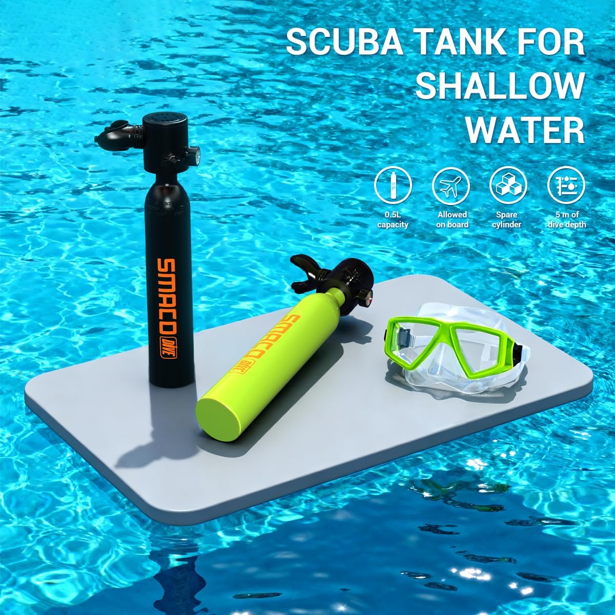 SMACO Mini Scuba Diving Tank S - đánh giá và giá Snorkel Set